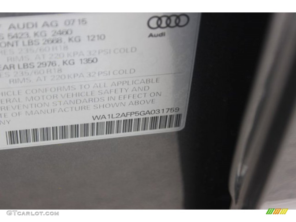 2016 Q5 2.0 TFSI Premium Plus quattro - Monsoon Gray Metallic / Black photo #43