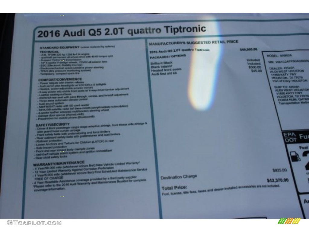 2016 Q5 2.0 TFSI Premium quattro - Brilliant Black / Black photo #8