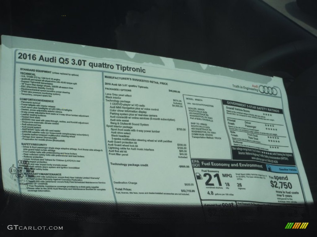 2016 Q5 3.0 TFSI Premium Plus quattro - Lava Gray Pearl / Black photo #11