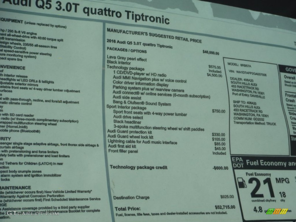 2016 Q5 3.0 TFSI Premium Plus quattro - Lava Gray Pearl / Black photo #12