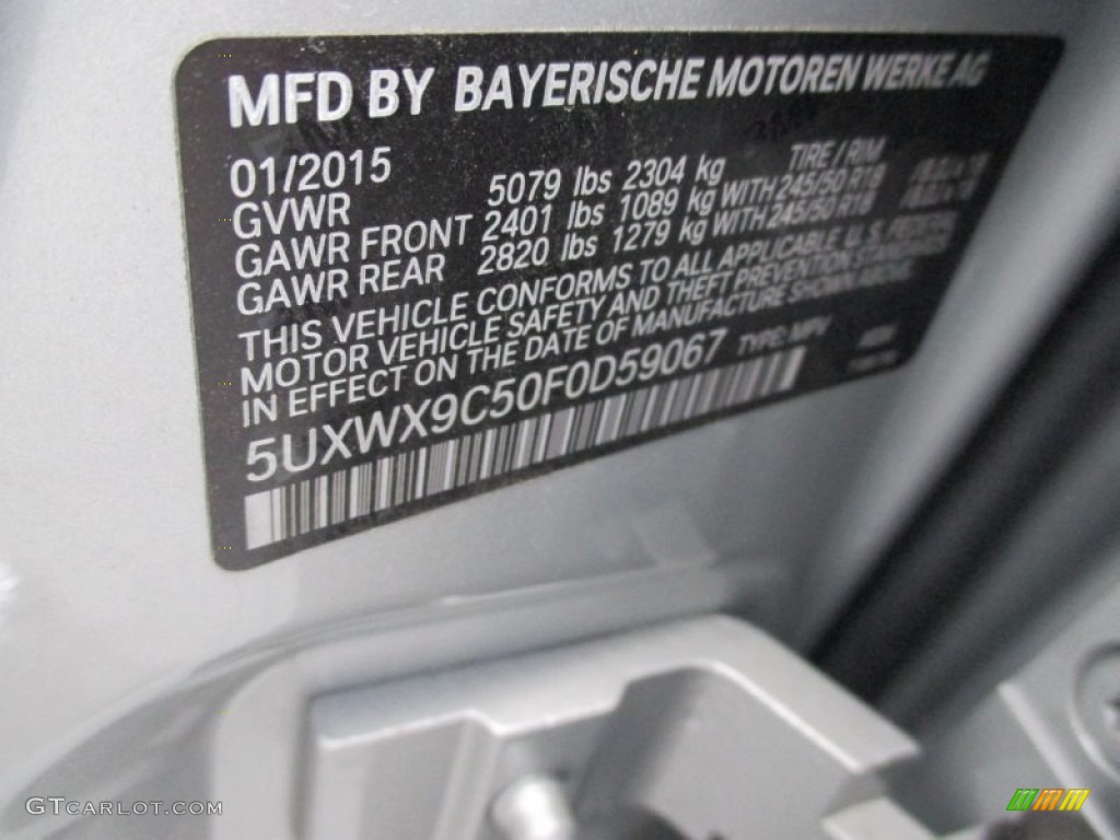 2015 X3 xDrive28i - Glacier Silver Metallic / Black photo #19