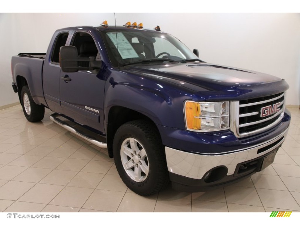 2013 Sierra 1500 SLE Extended Cab 4x4 - Heritage Blue Metallic / Ebony photo #1