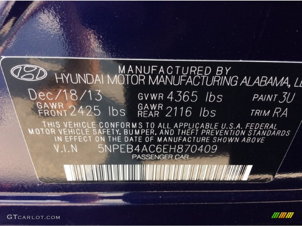 2014 Sonata GLS - Indigo Blue Pearl / Gray photo #32