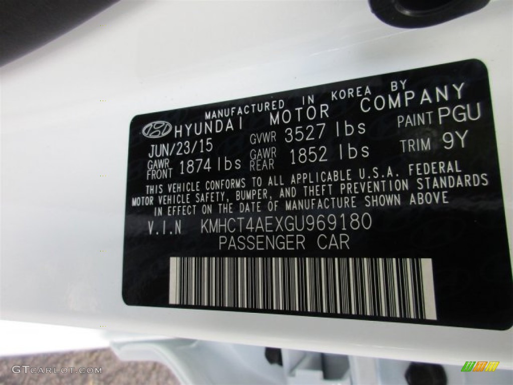2016 Accent Color Code PGU for Century White Photo #106898177