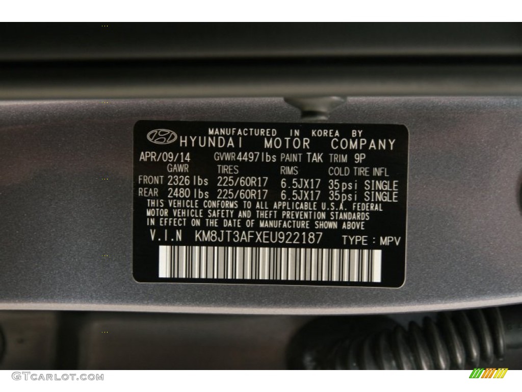 2014 Tucson GLS - Shadow Gray / Black photo #15