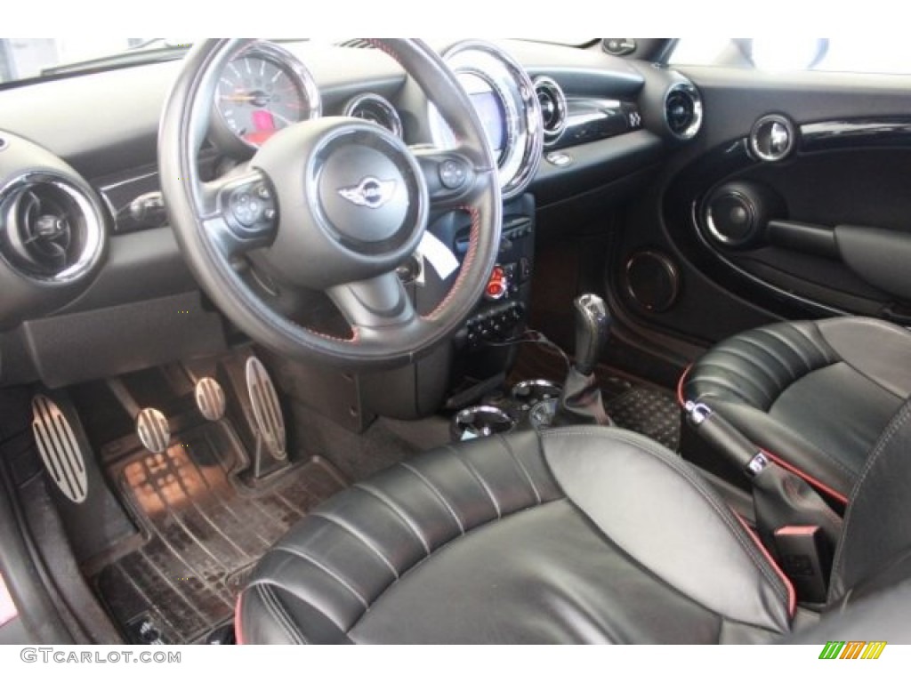 Carbon Black/Championship Red Piping Lounge Leather Interior 2011 Mini Cooper John Cooper Works Hardtop Photo #106915917