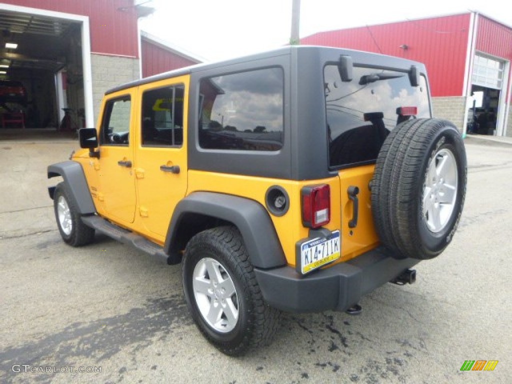 2012 Wrangler Unlimited Sport 4x4 - Dozer Yellow / Black photo #5