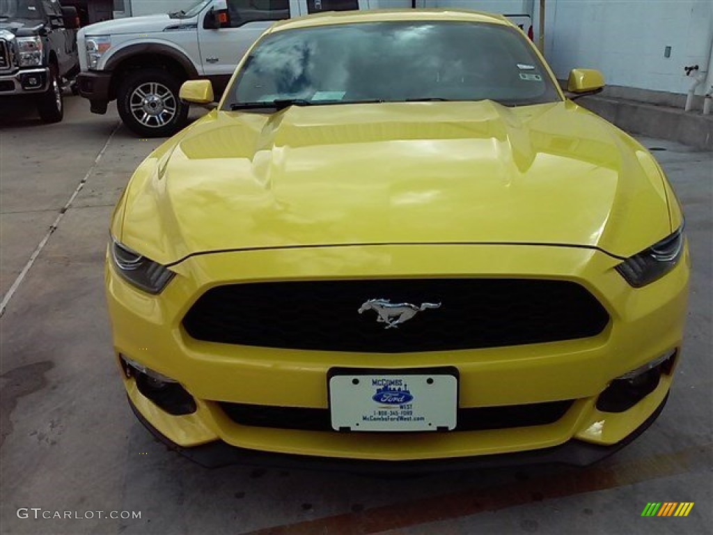2015 Mustang EcoBoost Premium Coupe - Triple Yellow Tricoat / Ebony photo #9