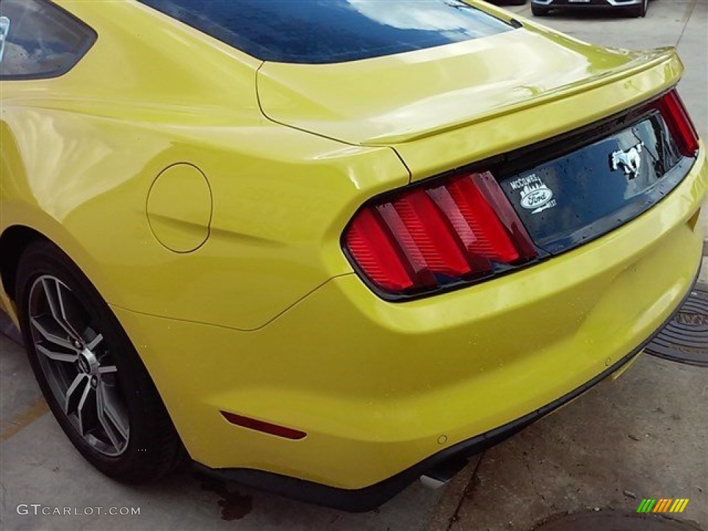 2015 Mustang EcoBoost Premium Coupe - Triple Yellow Tricoat / Ebony photo #13