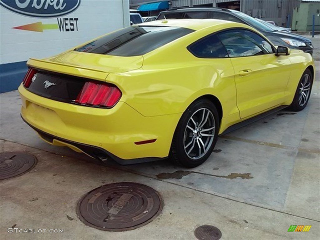 2015 Mustang EcoBoost Premium Coupe - Triple Yellow Tricoat / Ebony photo #16