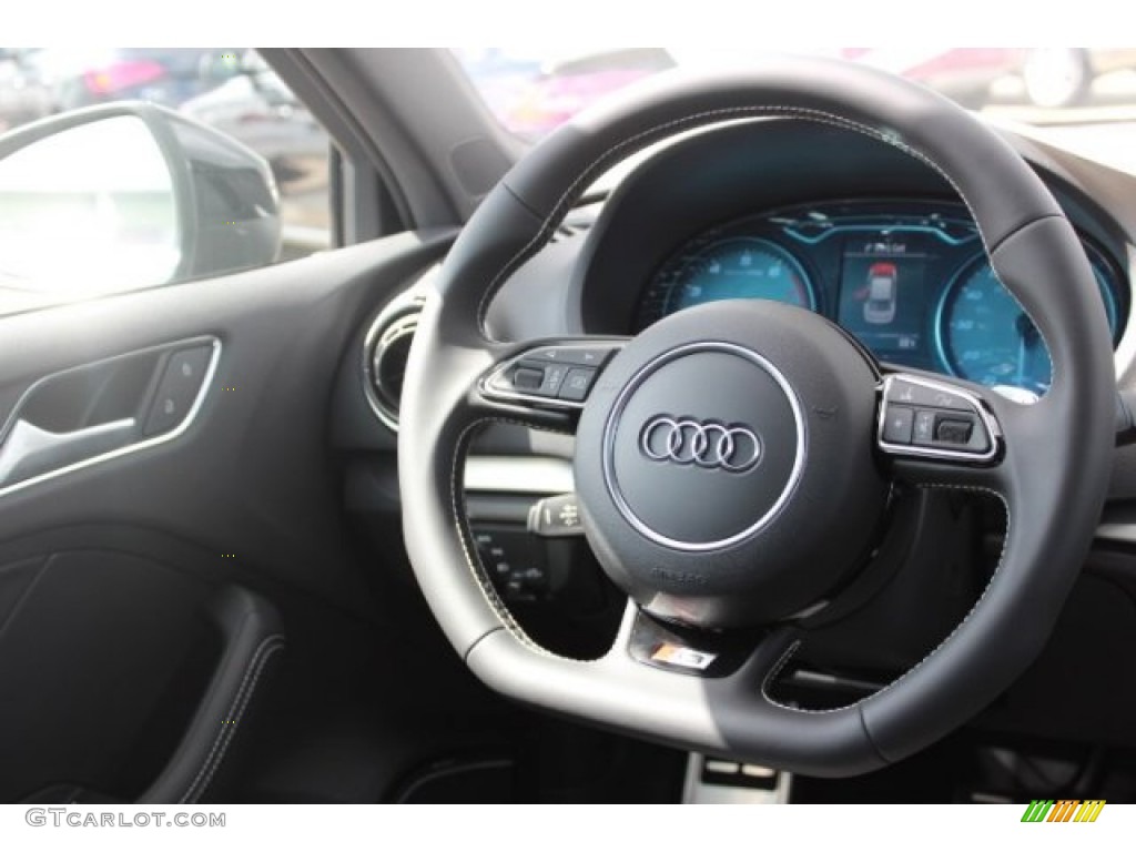 2016 Audi S3 2.0T Premium Plus quattro Black Steering Wheel Photo #106942929