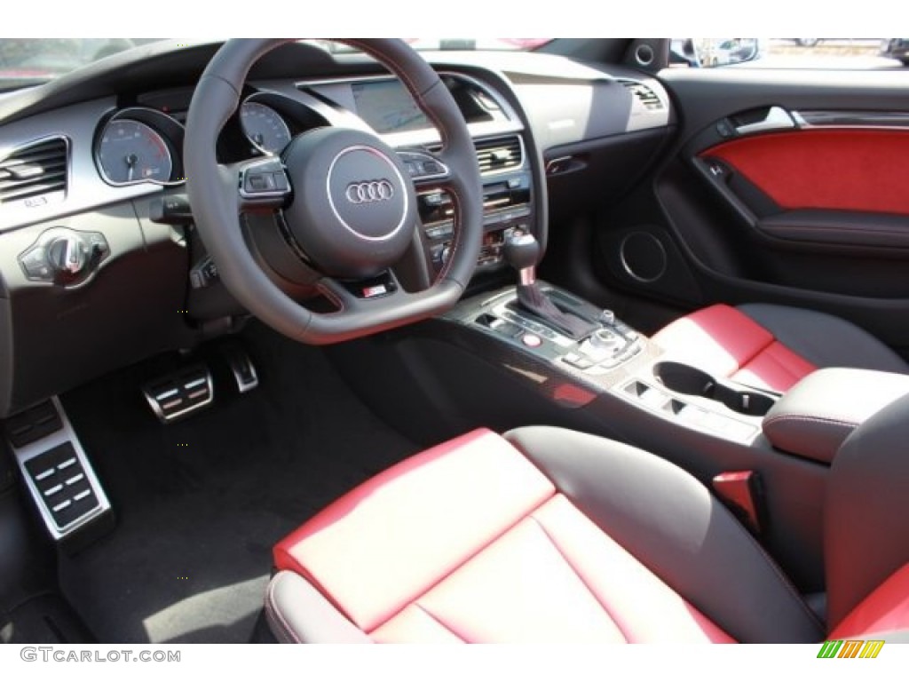 Black/Magma Red Interior 2016 Audi S5 Premium Plus quattro Cabriolet Photo #106965375
