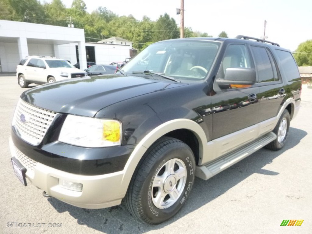 2005 Expedition Eddie Bauer 4x4 - Black Clearcoat / Medium Parchment photo #13