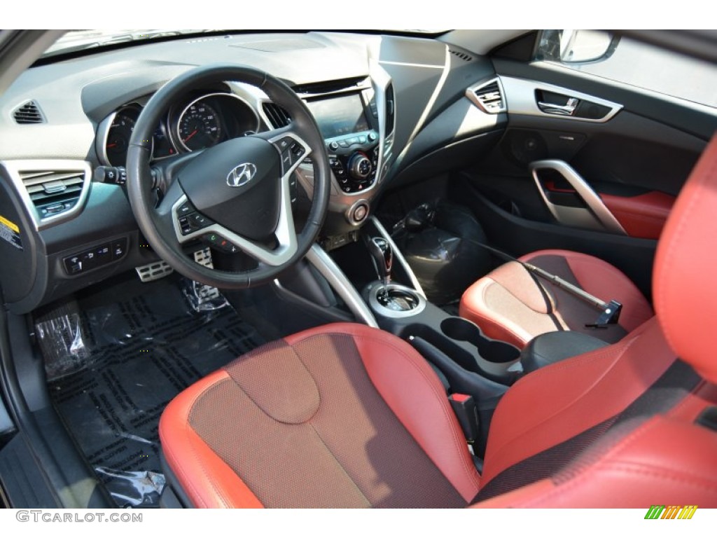 Black/Red Interior 2012 Hyundai Veloster Standard Veloster Model Photo #106990426