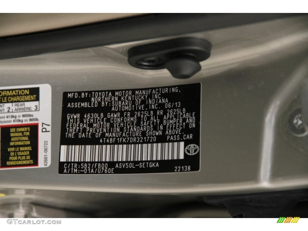 2013 Camry XLE - Champagne Mica / Ivory photo #17