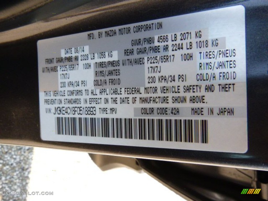 2015 CX-5 Color Code 42A for Meteor Gray Mica Photo #106999096