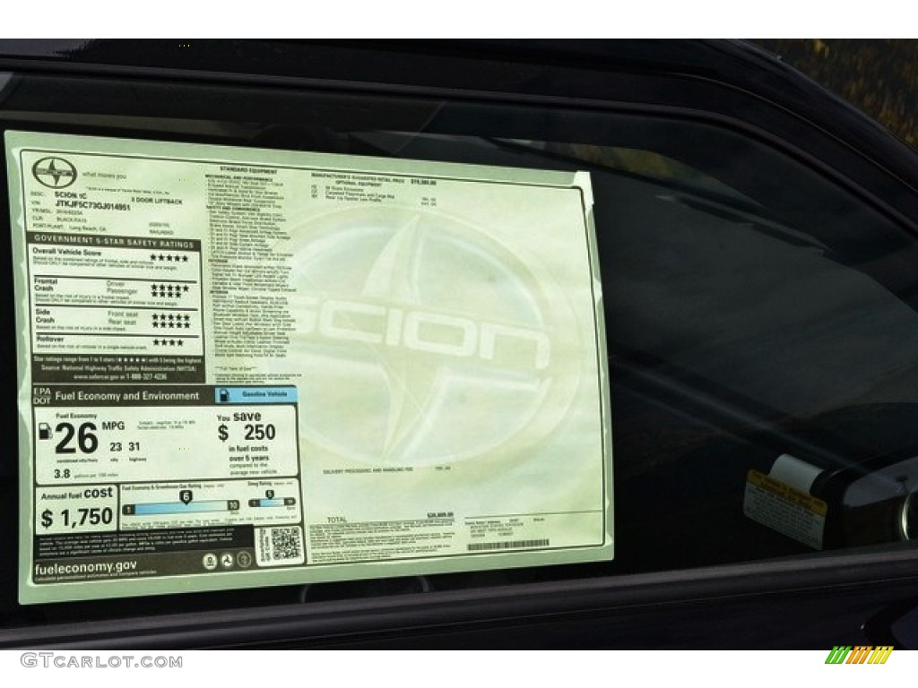 2016 Scion tC Standard tC Model Window Sticker Photo #107000428