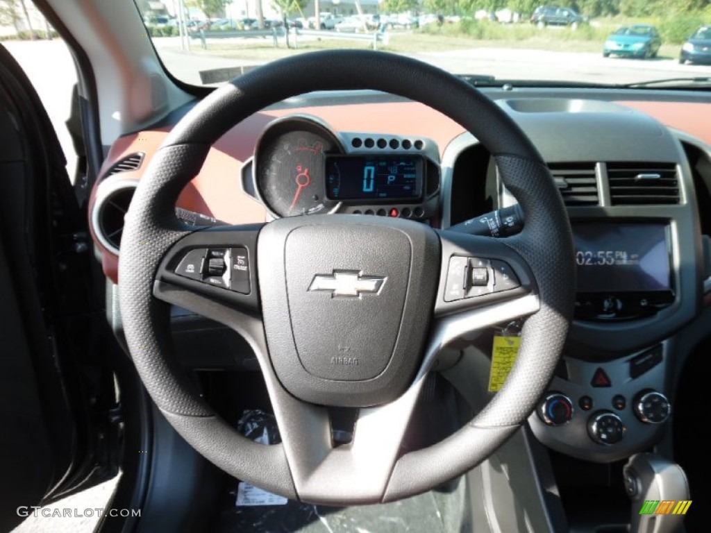 2016 Chevrolet Sonic LT Sedan Jet Black/Brick Steering Wheel Photo #107002189