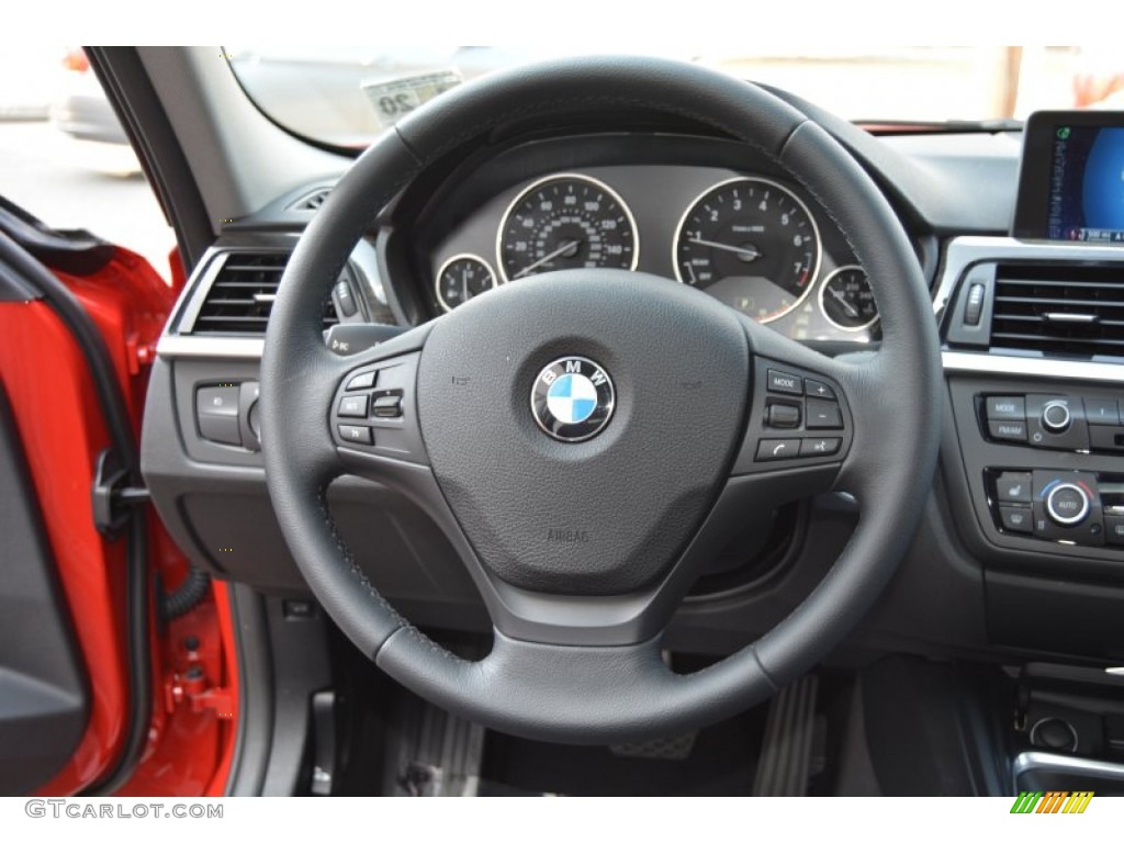 2015 BMW 3 Series 320i xDrive Sedan Black Steering Wheel Photo #107003671