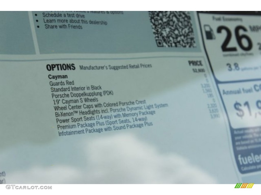 2016 Porsche Cayman Standard Cayman Model Window Sticker Photos