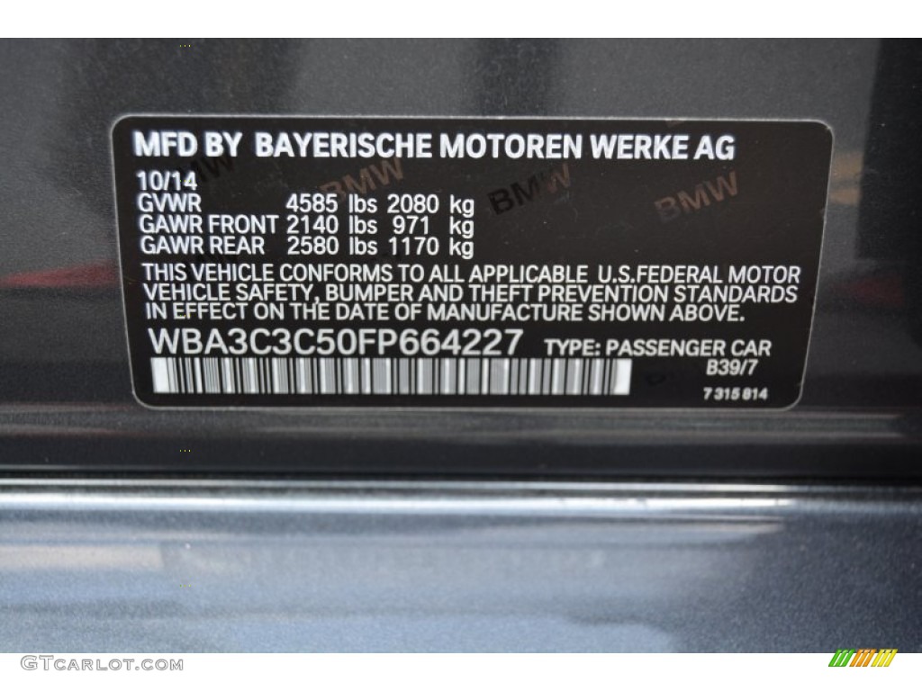 2015 3 Series 320i xDrive Sedan - Mineral Grey Metallic / Black photo #34