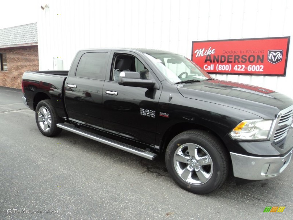 2016 1500 Big Horn Crew Cab 4x4 - Brilliant Black Crystal Pearl / Black/Diesel Gray photo #2
