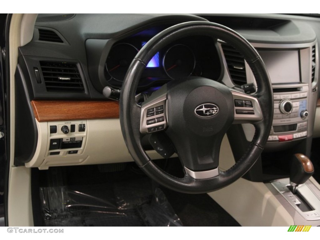 2013 Subaru Outback 2.5i Limited Warm Ivory Leather Steering Wheel Photo #107036562