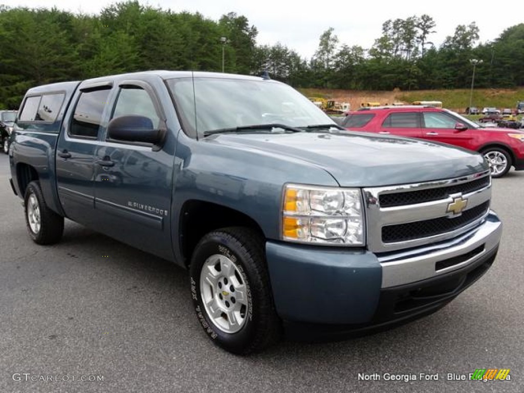 2009 Silverado 1500 LT XFE Crew Cab - Blue Granite Metallic / Light Cashmere photo #7