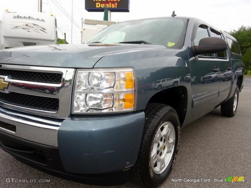 2009 Silverado 1500 LT XFE Crew Cab - Blue Granite Metallic / Light Cashmere photo #30