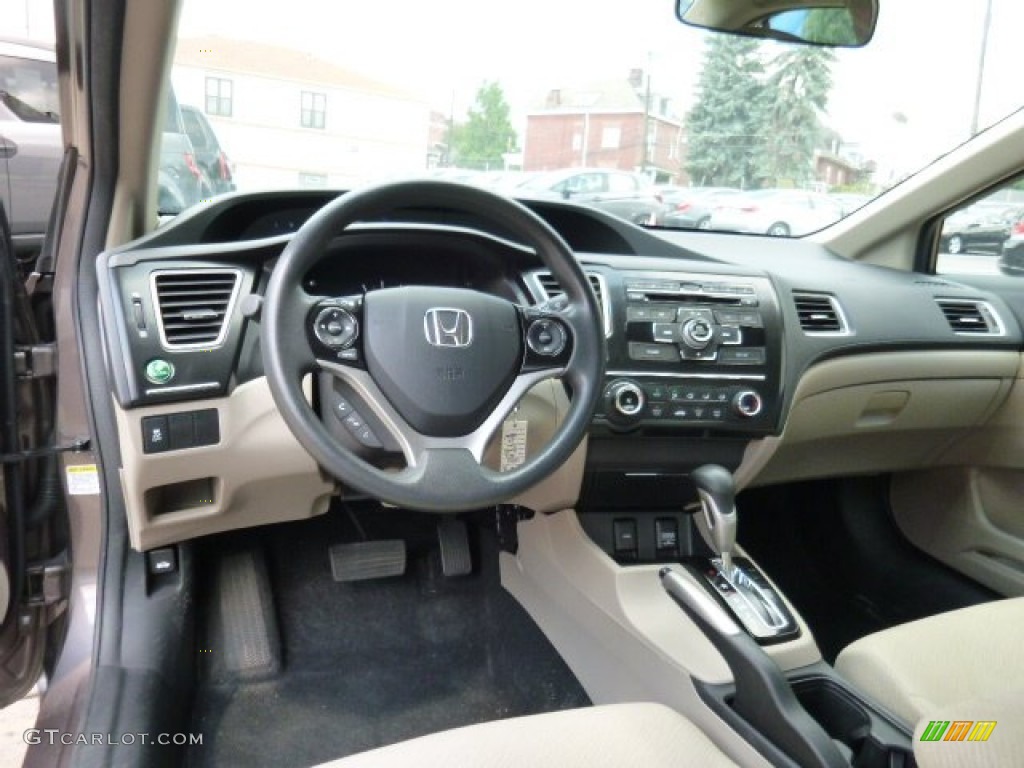 2013 Honda Civic LX Sedan Beige Dashboard Photo #107044250