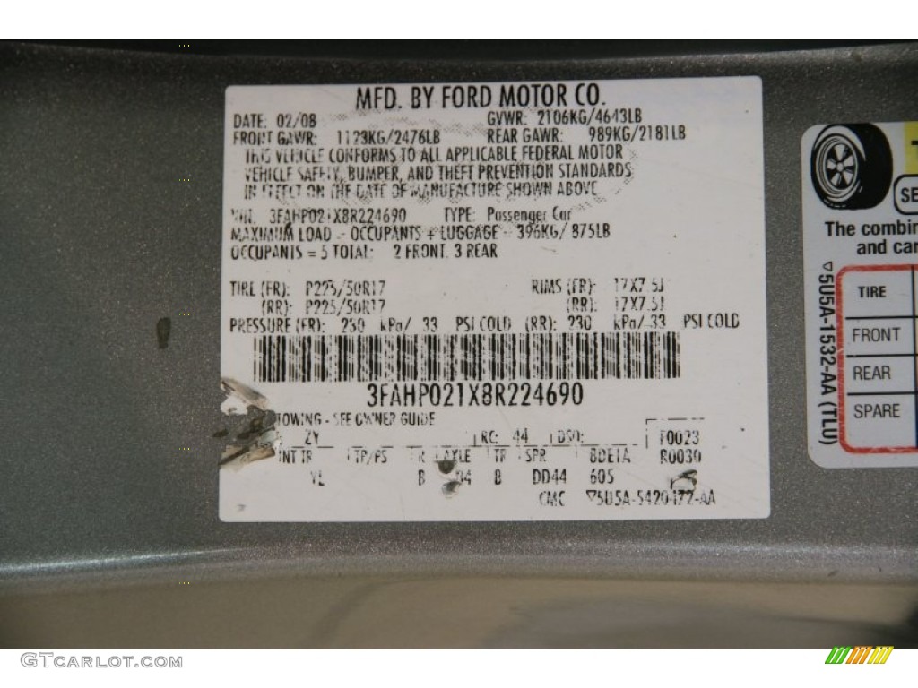 2008 Fusion SEL V6 AWD - Vapor Silver Metallic / Medium Light Stone photo #14