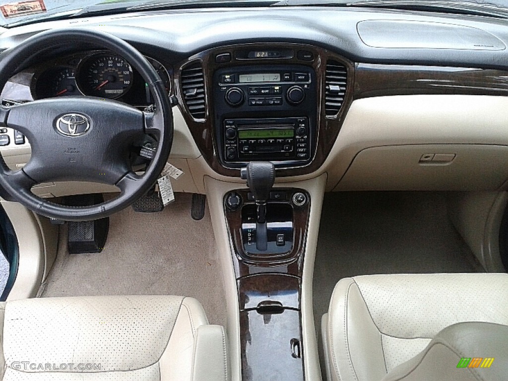 2003 Highlander V6 4WD - Electric Green Mica / Ivory photo #14