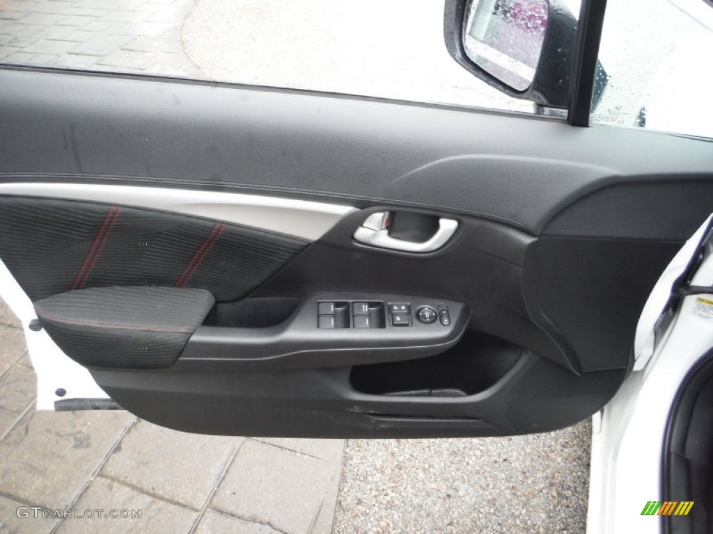 2014 Honda Civic Si Sedan Black/Red Door Panel Photo #107066854