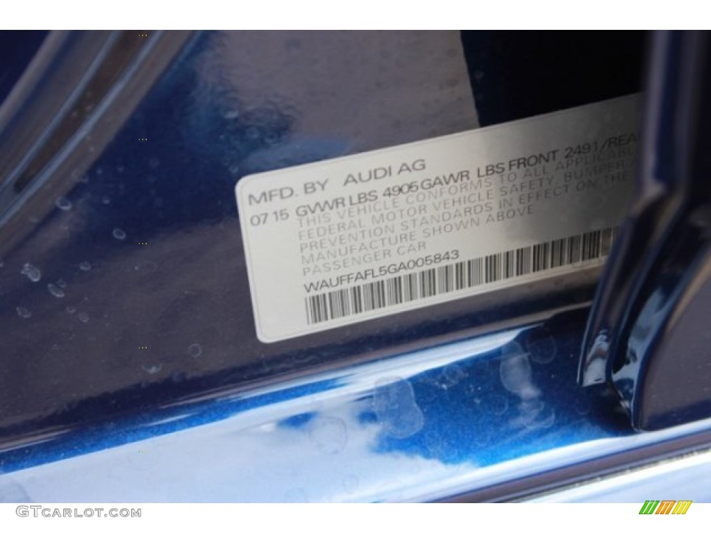 2016 A4 2.0T Premium Plus quattro - Scuba Blue Metallic / Chestnut Brown photo #42