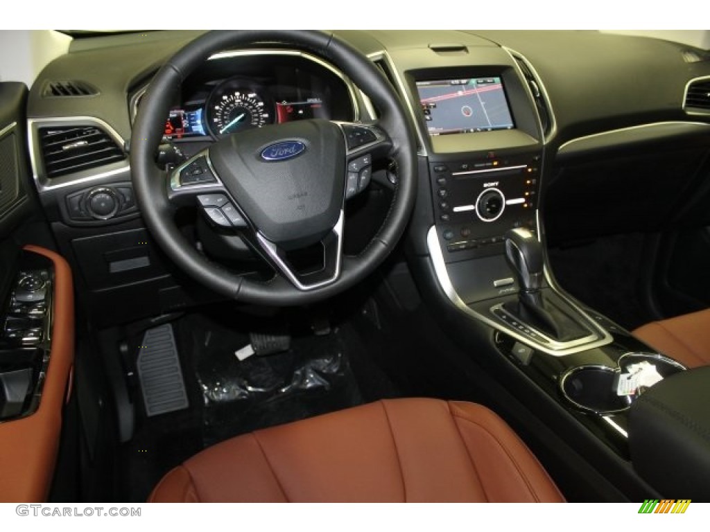 2015 Ford Edge Titanium AWD Cognac Dashboard Photo #107069602