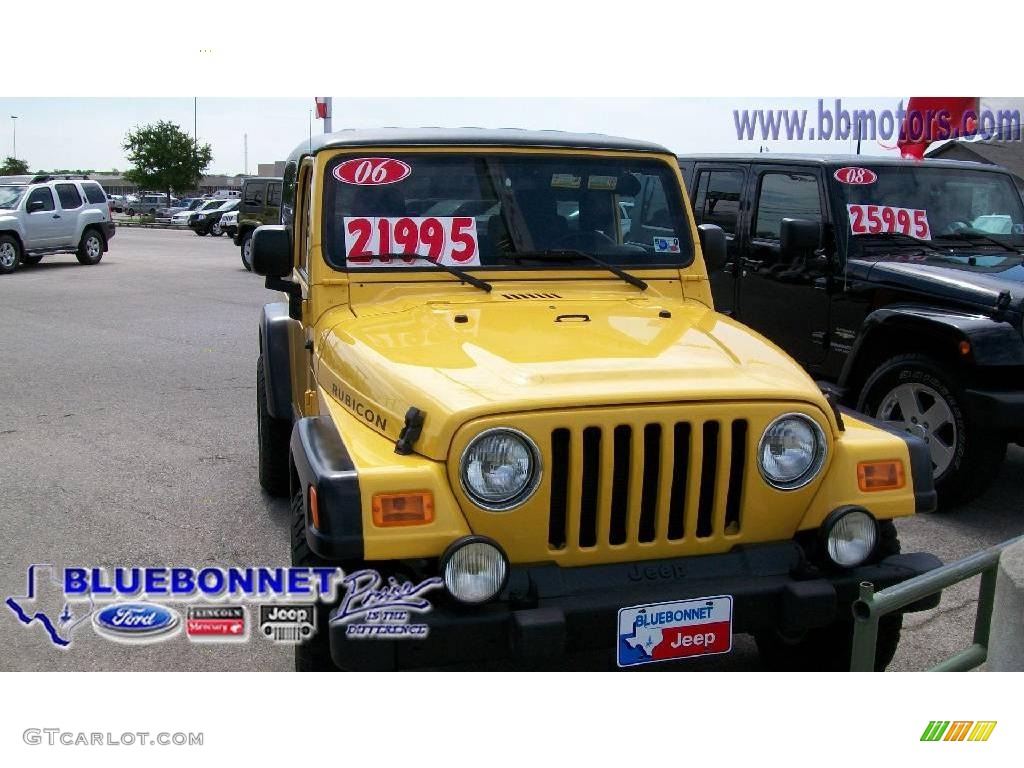 2006 Wrangler Unlimited Rubicon 4x4 - Solar Yellow / Dark Slate Gray photo #2