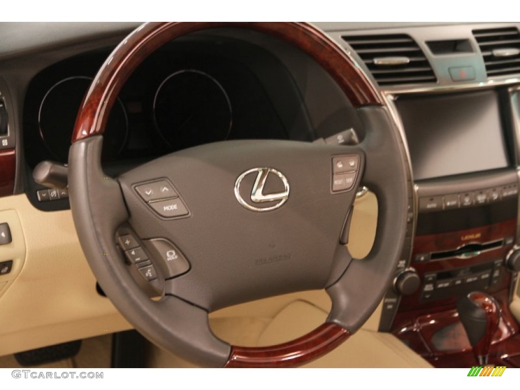 2007 Lexus LS 460 Cashmere Steering Wheel Photo #107077872