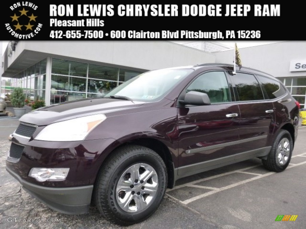 2010 Traverse LS - Dark Cherry Metallic / Dark Gray/Light Gray photo #1