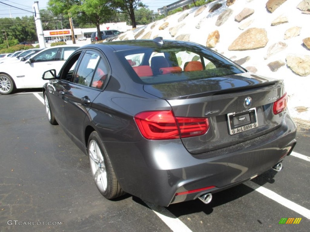 2016 3 Series 340i xDrive Sedan - Mineral Grey Metallic / Coral Red photo #4