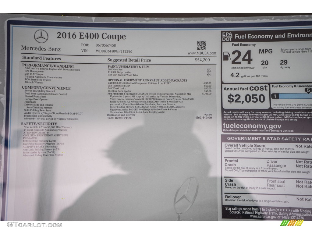 2016 E 400 Coupe - Mars Red / Silk Beige/Espresso Brown photo #11