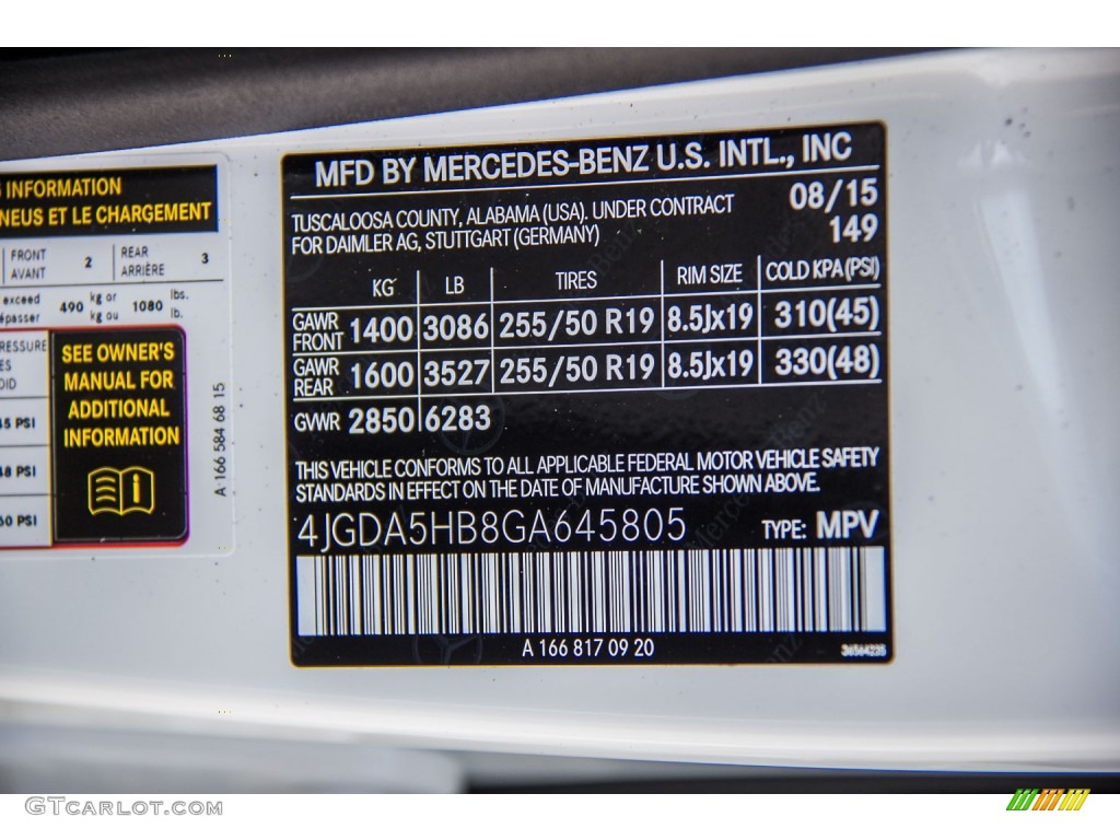 2016 GLE Color Code 149 for Polar White Photo #107116643