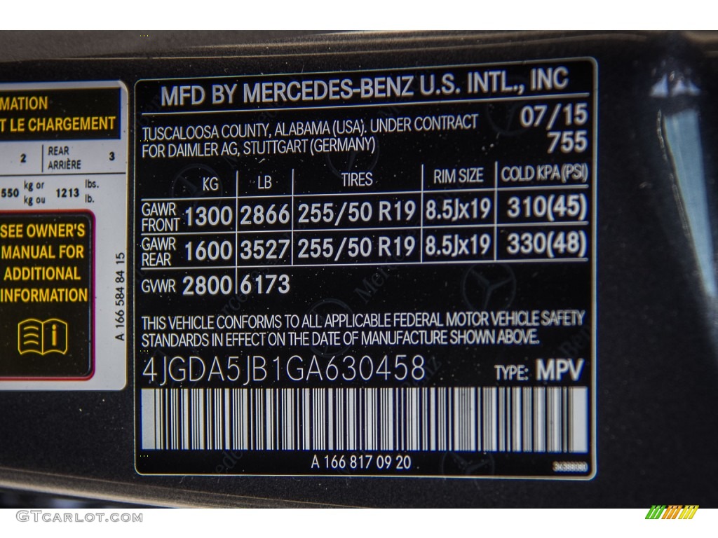 2016 GLE Color Code 755 for Steel Grey Metallic Photo #107116961