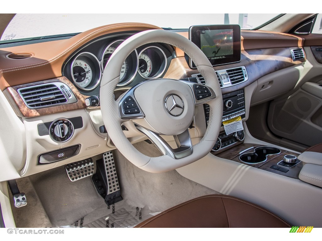 2016 Mercedes-Benz CLS 400 Coupe designo Saddle Brown/Silk Beige Dashboard Photo #107117619
