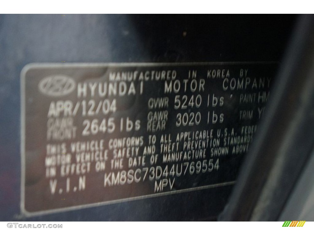2004 Santa Fe GLS 4WD - Moonlit Blue / Gray photo #14