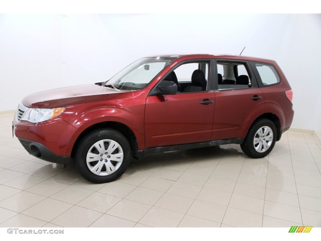 2009 Forester 2.5 X - Camellia Red Pearl / Black photo #3