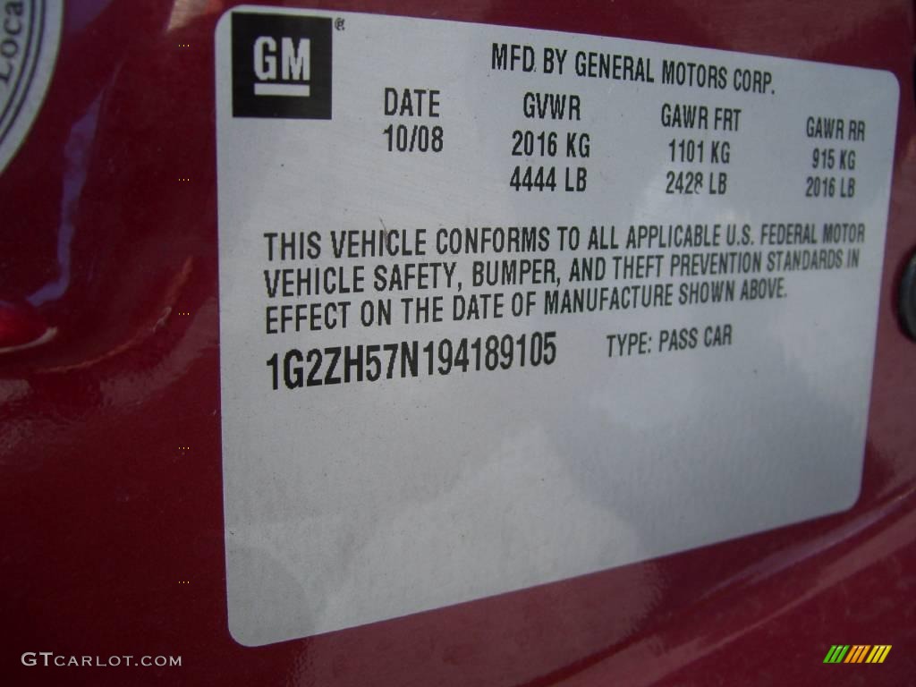 2009 G6 GT Sedan - Performance Red Metallic / Ebony photo #13
