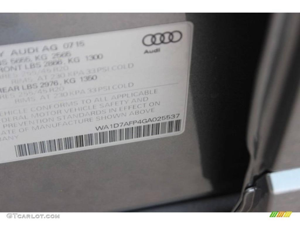 2016 Q5 3.0 TFSI Premium Plus quattro - Monsoon Gray Metallic / Black photo #46
