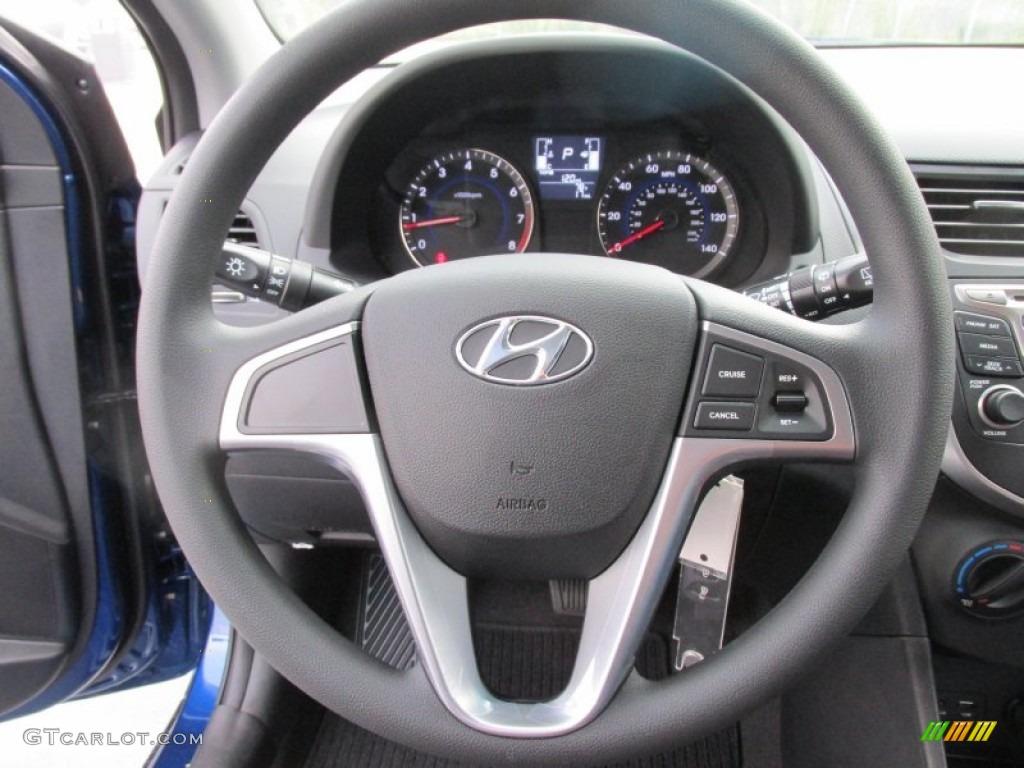 2016 Hyundai Accent SE Hatchback Black Steering Wheel Photo #107160002