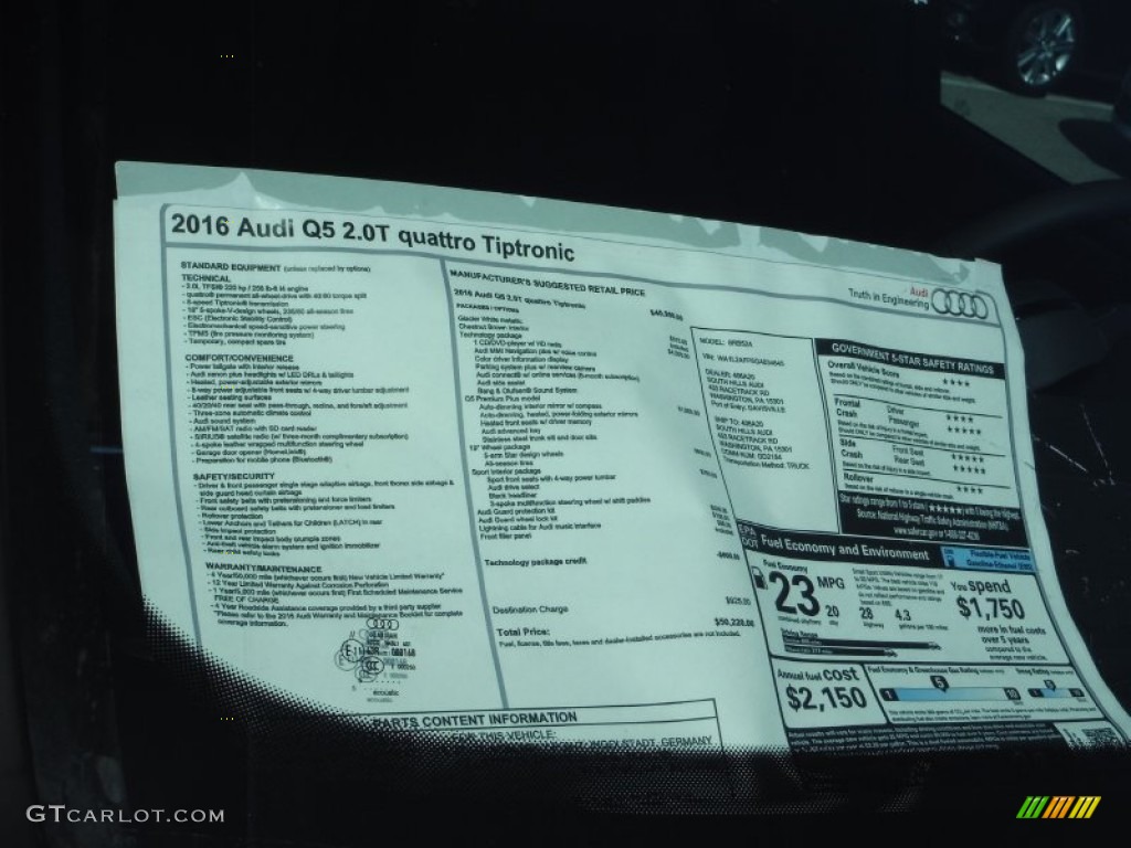 2016 Q5 2.0 TFSI Premium quattro - Glacier White Metallic / Chestnut Brown photo #10