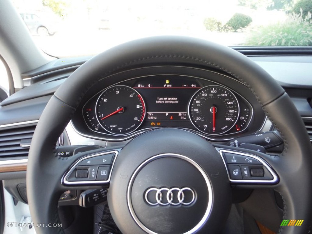 2016 Audi A6 3.0 TDI Premium Plus quattro Nougat Brown Steering Wheel Photo #107162507